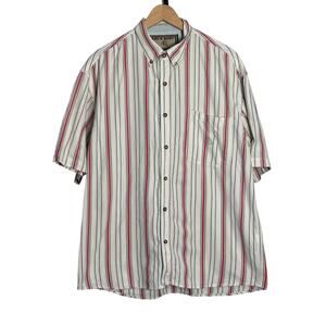 Bit & Bridle Men’s Button Down Striped Short Sleeve Top Size Large 100% Cotton